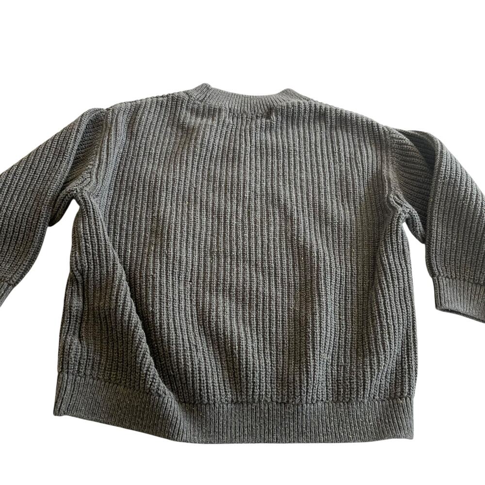 H&M Unisex Boy Girl Green Marled Boxy Rib Knit Cotton Sweater size 4-6
